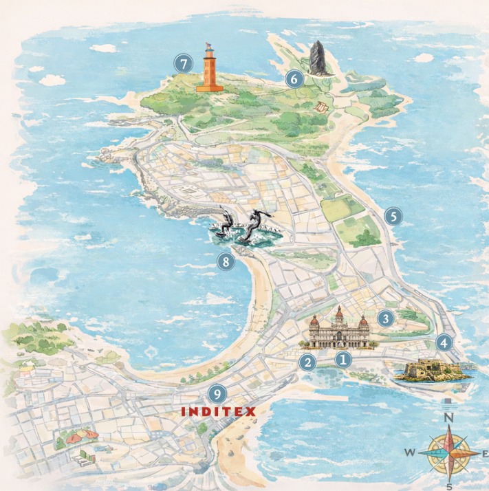 Mapa de la ruta por A Coruña